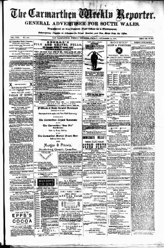 cover page of Carmarthen Weekly Reporter published on September 18, 1891