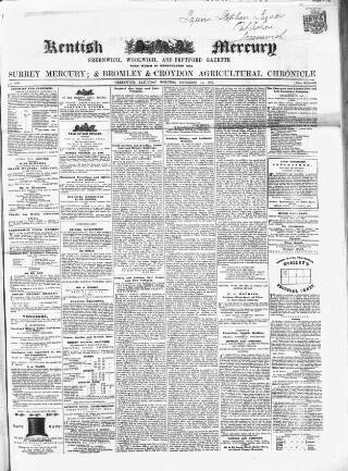 cover page of Kentish Mercury published on November 15, 1851