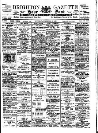 cover page of Brighton Gazette published on November 30, 1907