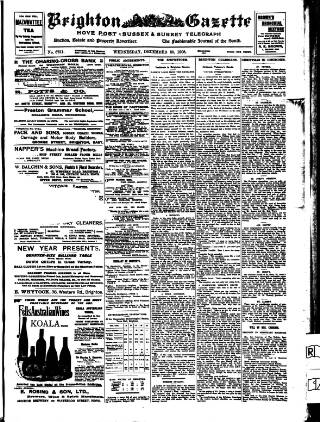 cover page of Brighton Gazette published on December 30, 1908