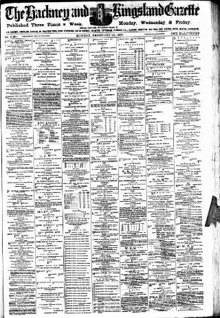 cover page of Hackney and Kingsland Gazette published on February 28, 1887