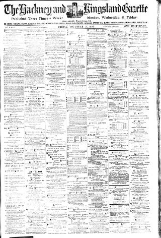 cover page of Hackney and Kingsland Gazette published on November 15, 1901