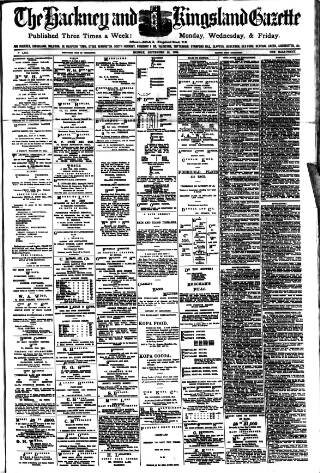 cover page of Hackney and Kingsland Gazette published on September 18, 1905