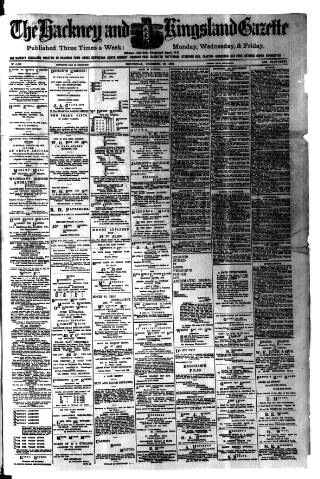 cover page of Hackney and Kingsland Gazette published on December 30, 1908