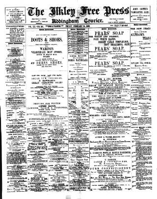 cover page of Ilkley Free Press published on February 28, 1890