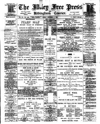 cover page of Ilkley Free Press published on December 12, 1890