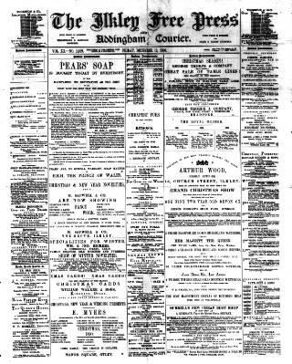 cover page of Ilkley Free Press published on December 19, 1890