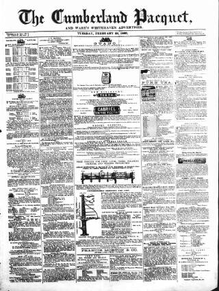cover page of Cumberland Pacquet and Ware's Whitehaven Advertiser published on February 28, 1860