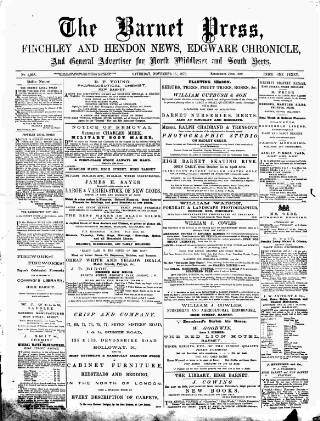 cover page of Barnet Press published on November 15, 1879