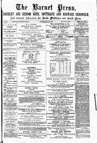 cover page of Barnet Press published on November 30, 1889