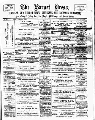 cover page of Barnet Press published on July 6, 1895