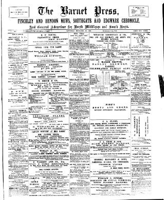cover page of Barnet Press published on December 30, 1899