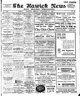 cover page of Hawick News and Border Chronicle published on November 30, 1934