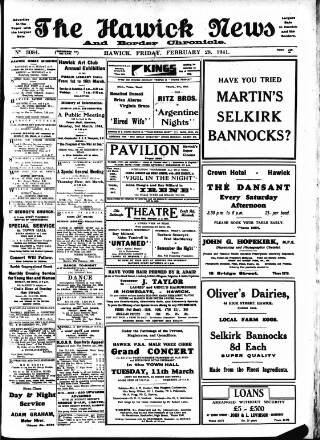 cover page of Hawick News and Border Chronicle published on February 28, 1941