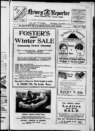 cover page of Newry Reporter published on December 30, 1937