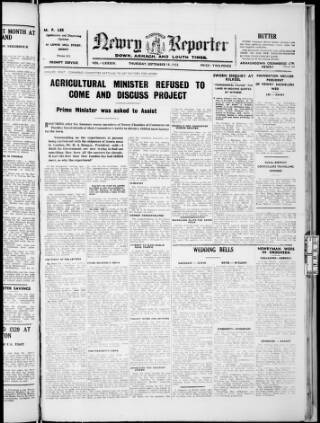 cover page of Newry Reporter published on September 18, 1952