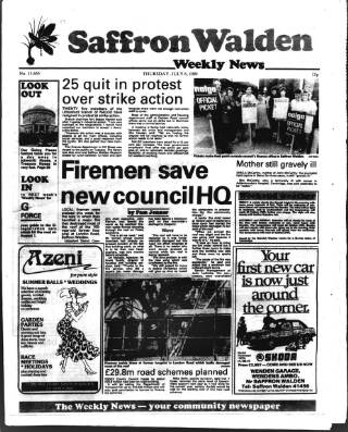 cover page of Saffron Walden Weekly News published on July 6, 1989