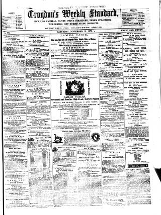 cover page of Croydon's Weekly Standard published on November 15, 1873