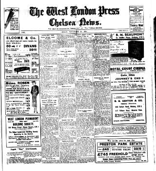 cover page of Chelsea News and General Advertiser published on November 15, 1935