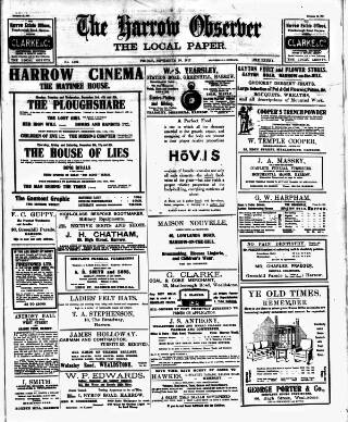 cover page of Harrow Observer published on November 30, 1917