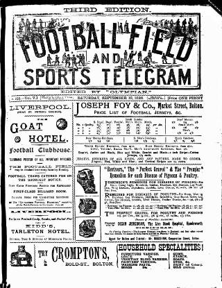 cover page of Cricket and Football Field published on September 18, 1886