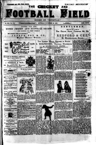 cover page of Cricket and Football Field published on November 30, 1889