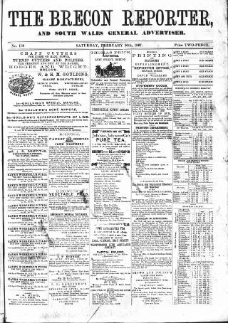 cover page of Brecon Reporter and South Wales General Advertiser published on February 16, 1867