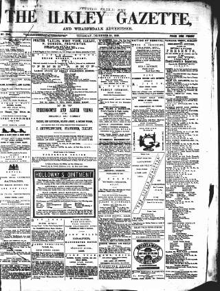 cover page of Ilkley Gazette and Wharfedale Advertiser published on December 30, 1869