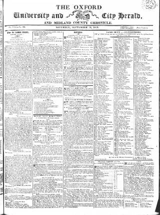 cover page of Oxford University and City Herald published on September 18, 1813