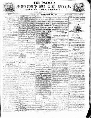 cover page of Oxford University and City Herald published on December 30, 1815