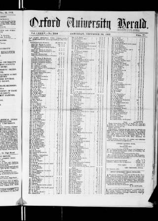 cover page of Oxford University and City Herald published on December 30, 1882