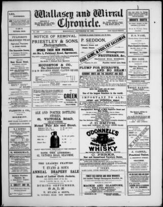 cover page of Wallasey and Wirral Chronicle published on September 20, 1893