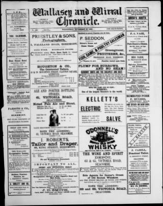 cover page of Wallasey and Wirral Chronicle published on November 22, 1893