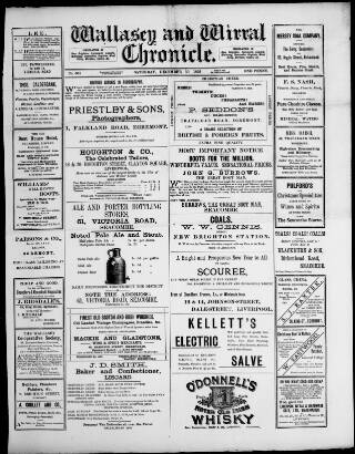 cover page of Wallasey and Wirral Chronicle published on December 30, 1893
