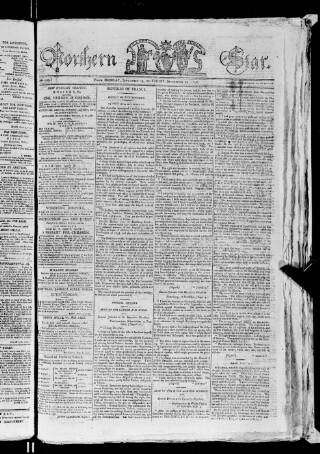 cover page of Northern Star 1792 published on September 23, 1796