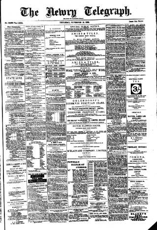 cover page of Newry Telegraph published on November 15, 1883