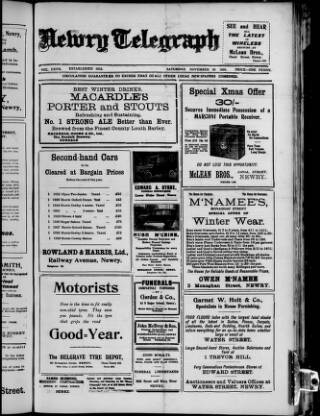 cover page of Newry Telegraph published on November 30, 1929