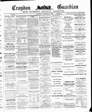 cover page of Croydon Guardian and Surrey County Gazette published on December 30, 1882