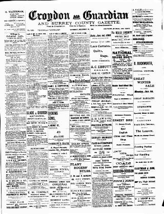 cover page of Croydon Guardian and Surrey County Gazette published on December 30, 1905