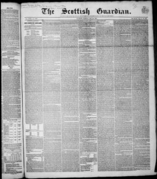 cover page of Scottish Guardian (Glasgow) published on May 29, 1849
