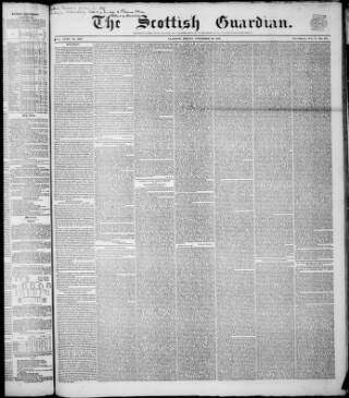 cover page of Scottish Guardian (Glasgow) published on November 30, 1849