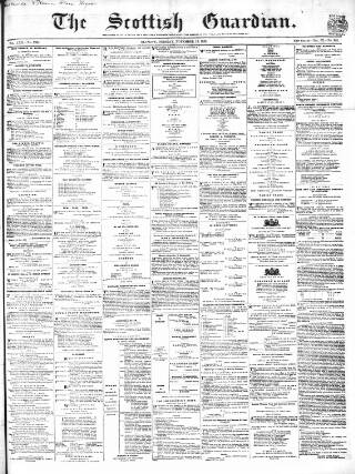 cover page of Scottish Guardian (Glasgow) published on November 15, 1853