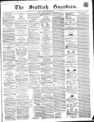 cover page of Scottish Guardian (Glasgow) published on February 28, 1854