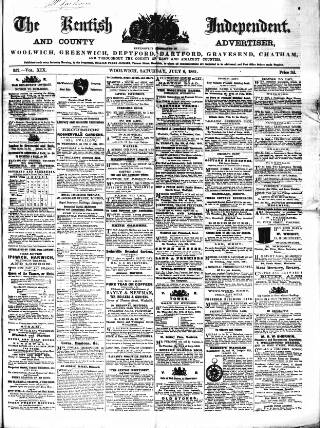 cover page of Kentish Independent published on July 6, 1861