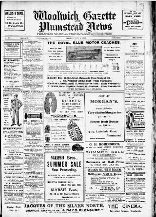 cover page of Woolwich Gazette published on July 6, 1920