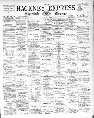 cover page of Shoreditch Observer published on July 6, 1889