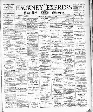 cover page of Shoreditch Observer published on November 15, 1890