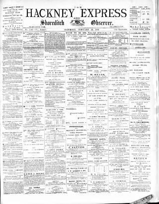 cover page of Shoreditch Observer published on February 28, 1891