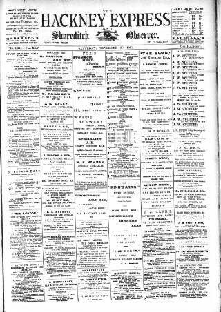 cover page of Shoreditch Observer published on November 30, 1901