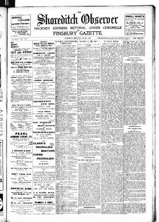 cover page of Shoreditch Observer published on September 18, 1909